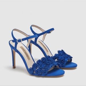 Zara suede Floral High Heel Sandals